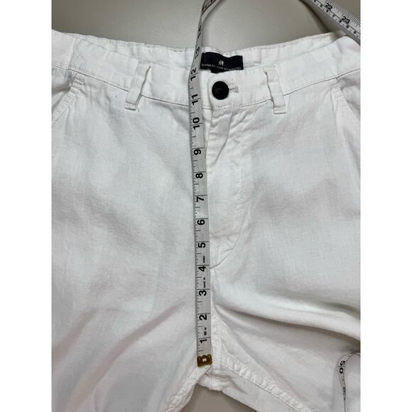 H&M Womens White Linen Blend Tapered Trouser Pants Sz 31 Resort Tropical Beach - Picture 4 of 14